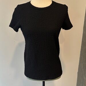 Time and Tru Black Textured Short Sleeve Top